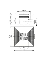 ������� ���� Alcaplast APV26C (105x105/50) ������� ��������, ������� ����.�����, ����� �����������