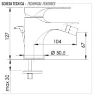 Смеситель для биде Remer Class Line L20, хром — миниатюра 2