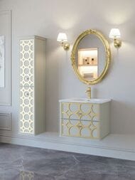 Тумба под раковину Caprigo Каприс 60 bianco antico/gold 614х463х455 подвесная, 2ящика 25110-011/gold