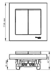 Выключатель Systeme Electric ATLASDESIGN 2-клавишный схема 5 10АХ в сборе карбон ATN001052