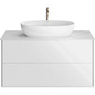 Тумба под раковину KERAMA MARAZZI PLAZA Modern подвесная с 2 ящиками, 980х466х500, белая гл. PLB.M.100.2\WHT