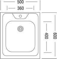 Мойка накладная Ukinox Standart 500х600 матовая нерж. сталь 0,5мм, слив 1 1/2, STD 500.600 ---5C 0CS