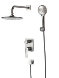 Душевая система Lemark BRONX LM3729GM встраиваемая, смеситель, верхний/ручной душ, оруж.сталь
