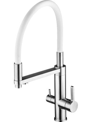 Смеситель для кухни Swedbe Selene Plus 8441 гибкий излив, канал для фильтр. воды, хром/белый