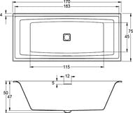 ����� ��������� RIHO SQUARE 170�75 ��� ������������, �������������, � ������� B100001005