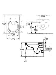 Унитаз подвесной Villeroy & Boch Skyla 5656CL01 (370х530х315) TwistFlush с сиденьем микролифт