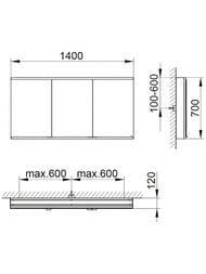 Зеркало-шкаф Keuco Royal Modular 2.0 1400x700x120 подсветка, розетки, usb-подкл. 800311140000300