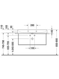 Консоль Duravit DuraSquare 1065х451 напольная, с полотенцедержателем, черная 0031034600