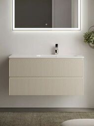 Тумба под раковину SANCOS Snob R (995x445x500) подвесная, правая, два ящика, Beige Soft SNR100RCE