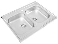 Мойка накладная Ukinox Standart 800х600 мат.нерж.сталь 0,6мм,слив 1 1/2,2чаши,STM 800.600 20--6C 3C-