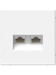 Розетка Systeme Electric ARTGALLERY двойная компьютерная RJ45+RJ45, кат.6А, белая, GAL000188
