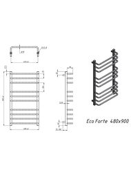 GROTA ECO FORTE Полотенцесушитель "Лесенка" 480x900 полиров. нерж. сталь, диаг./ниж. подкл. D-1/2"