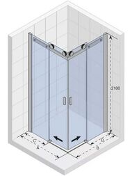 Уголок душевой RIHO BALTIC GE1002300 (1000х1000х2100) 2 раздвижных двери, хром/стекло прозрачное 8мм
