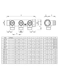 Коллектор запорный FAR 1"ВН на 4 отвода 3/4"Н, (Eurokonus) FK 3873 134
