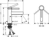 ��������� Hansgrohe Finoris 76010000 ��� �������� 100, ������� ������ Push-Open, ����