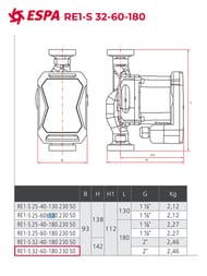 �������������� ����� ESPA RE1-S 32-60-180, � ��������� ��������������, 180��, ��� ����