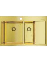 Мойка Omoikiri AKISAME 78-2-LG-L (780х510х200) большая чаша слева, светлое золото 4973087