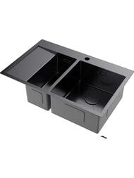 Мойка Omoikiri AKISAME 78-2-GM-R (780х510х200) большая чаша справа, вороненая сталь 4973102