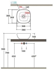 �������� Globo T-EDGE (380x380�160) ���������, ��� ��������� ��� ���������, ����� B6Q38BI