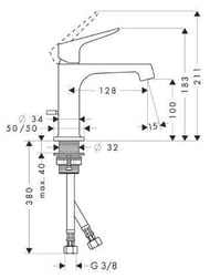 ��������� Axor Citterio M 34017000 ��� ����������� ��������., ������������ ������, ����� 128��, ����