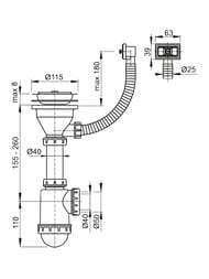 ����� ��� ����� Alcaplast A447 ������� � ����������� �������� D115 � �������������� D-50/40