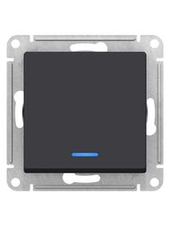 Переключатель Systeme Electric ATLASDESIGN 1-клавишный с подсветкой сх. 6а 10АХ карбон ATN001063