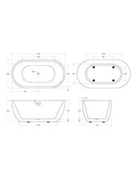 Ванна акриловая BelBagno BB70-1500-800-W/NM (1500x800x600) одельностоящая,овальная,белая/чёрная мат