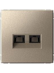 Розетка Systeme Electric ARTGALLERY двойная компьютерная RJ45+RJ45, кат.6А, шампань, GAL000588