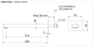 Излив настенный Remer 91DL, 230 мм, хром