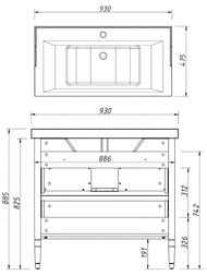 Тумба под раковину Caprigo Альбион Промо 90 bianco antico 930х885х475 2 ящика 33320-В002