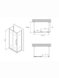 Душевой уголок ABBER Schwarzer Diamant AG30100MH-S60M-S60M (1000х600х1950) стекл.6мм,мат./хром