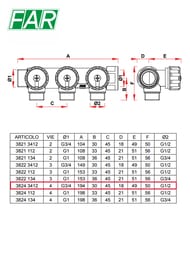 Коллектор регулируемый FAR 3/4"ВН на 4 отвода 1/2"Н, соед.eurokonus, FK 3824 3412 — изображение 5