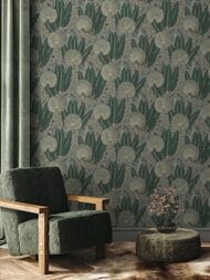 Обои виниловые на флизелине Grandeco Asperia A 54701 (0,53х10,05) листья, зеленые (рул.)