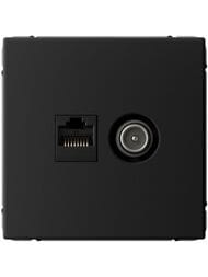 Розетка Systeme Electric ARTGALLERY двойная ТВ+компьютерная RJ45, кат. 5Е, карбон, GAL001089