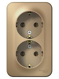 Розетка Systeme Electric BLANCA наружная двойная с заземлением изол.пл., 16А 250В, титан BLNRA010214