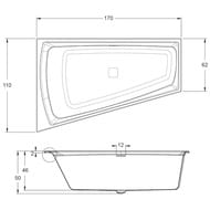 Ванна акриловая RIHO STILL SMART 170x110 LED L через перелив, асимметр, левая