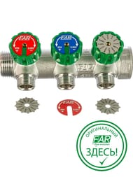 Коллектор регулируемый FAR 1"ВН на 3 отвода 1/2"EU, с вставкой под плоское уплот., FK 3822 112UN — миниатюра 1