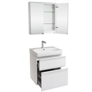 Geberit Smyle Square Тумба с раковиной 60 см, белый глянец +Зеркальный шкаф, подсветка 529.352.00.6