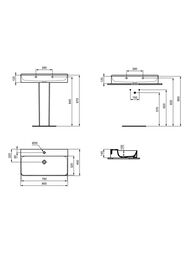 Умывальник Ideal Standard CONCA (800х450) с 1 отверстием под смеситель, без перелива T379501