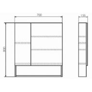 Зеркало-шкаф COMFORTY Никосия-70 (700х800х135) подвесной, без подсветки, дуб белый 00-00006163