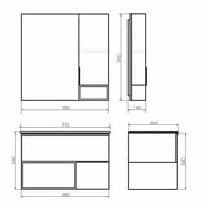 Зеркало-шкаф COMFORTY Франкфурт-90 (880х800х160) подвесной, бетон светлый 00-00006504