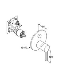 Смеситель встраиваемый для ванны и душа KLUDI NOVA FONTE сталь оружейная 20759N215