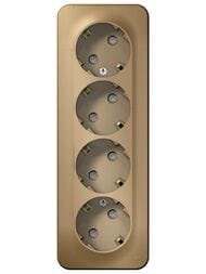 Розетка Systeme Electric BLANCA четырехпостовая, с заземл., со шторками, 16А, 250В титан BLNRA011414