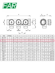 Коллектор регулируемый FAR 1"ВН на 2 отвода 3/4"EU, с вставкой под плоское уплотнение, FK 3821 134UN — изображение 5