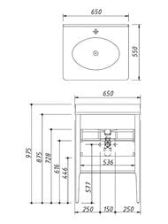 Тумба под раковину Caprigo Orlando 650х975х550 напольная, цвет белый/кофе ORL 65-B231/052