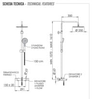 Душевая система термостатическая с изливом Remer EQ34A8MPUFM25G, хром — миниатюра 2