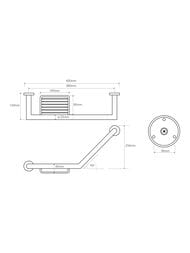Поручень Bemeta Omega 104307631 настенный, угловой, с мыльницей, цвет: хром
