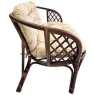 Диван Багама (1200х650х750) 2-х местный, подушки светлые шенил, ротанг, орех матовый