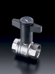 Кран шаровый Oventrop Optibal 1 1/2"ВВ DN-40 с термометром, полнопроходной, 16 бар, латунь, 1078012