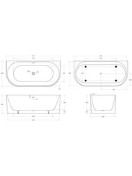 Ванна акриловая BelBagno BB713-1700-800 (1700x800x580) пристенная, рельефная, белый